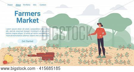 Vector Cartoon Flat Farmer Character Grows Plantings, Garden Worker Tending Vegetables Crops-natural