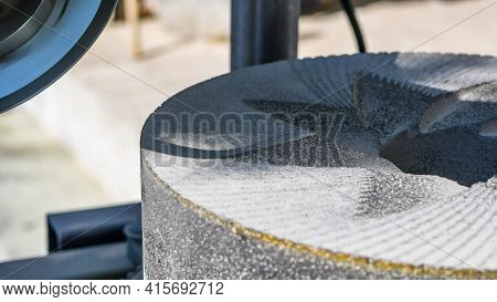 Stones Used To Grind Corn Being Rectified With A Special Machine For This