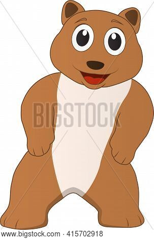 Cartoon Illustration Of Friendly Smiling Little Bear