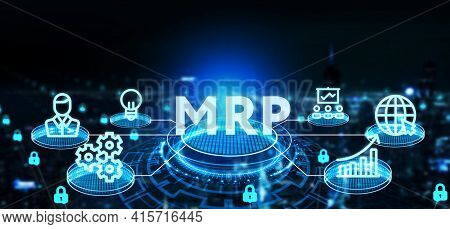 Mrp Material Requirement Planning Manufacturing Industry Business Process Automation.3d Illustration