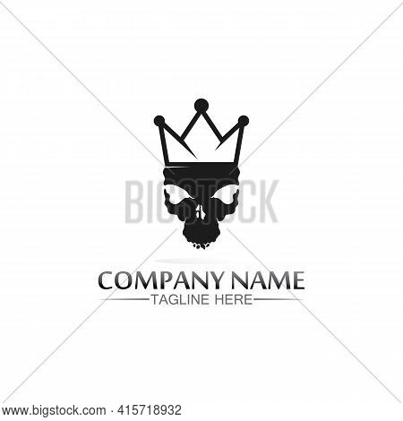 King And Skull Crown Logo Template Vector Icon Illustration Design, Vector Icon Crown, King, Queen, 