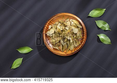 Erythroxylum Coca - Dried Coca Leaves In The Bowl