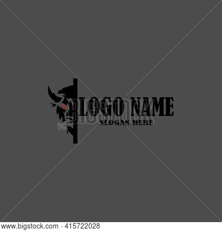 Simple Head Bison Logo Design Template Vector