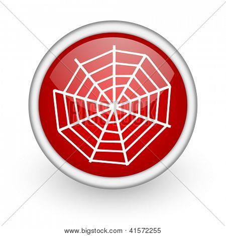 icono de web Spider web círculo rojo sobre fondo blanco