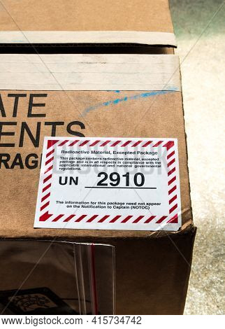 The Un Number Label For Radioative Material, Excepted Package