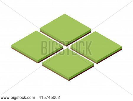 Isometric Grass Land Texture Icon. Field Landscape Garden Green Vector