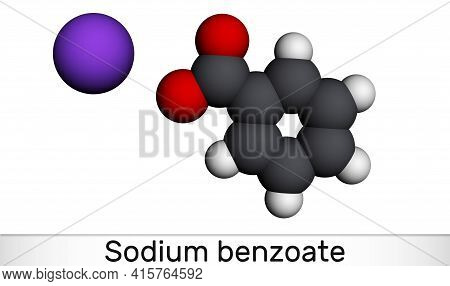 Sodium Benzoate Molecule. It Is Antimicrobial, Antifungal Preservative In Pharmaceutical Preparation