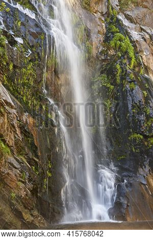 Waterfall Detail In Galicia, Fervenza De Toxa. Ribeira Sacra. Spain