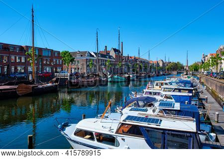 View of the harbour of Delfshaven. Rotterdam, Netherlands