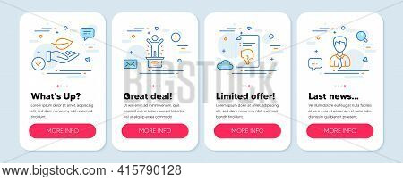 Set Of People Icons, Such As Thumb Down, Leaf, Winner Podium Symbols. Mobile Screen Banners. Busines