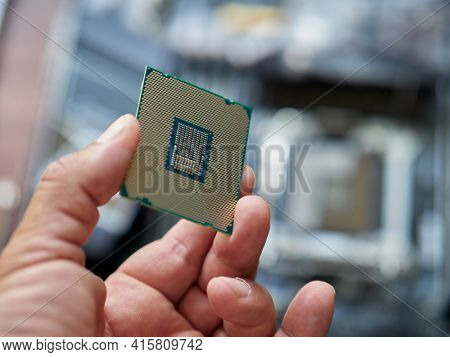 computer procesor close-up, selective focus