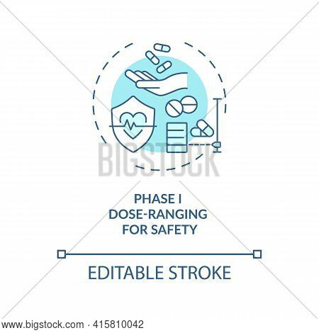Dose-ranging For Safety Concept Icon. Clinical Trials Phase 1 Idea Thin Line Illustration. Identifyi
