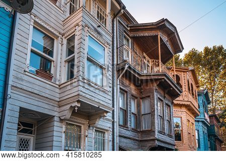 Colorful Wooden Buildings At The Kuzguncuk. Kuzguncuk Is A Neighborhood In The Uskudar District In I