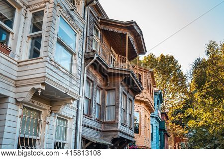 Colorful Wooden Buildings At The Kuzguncuk. Kuzguncuk Is A Neighborhood In The Uskudar District In I