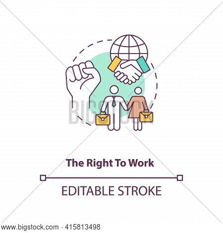 The Right To Work Concept Icon. Labour Union. Equality For Gender. Male, Female Worker. Migrant Work