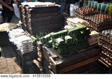 Food Material Ingredient And Egg And Other Product For Sale Indonesian People At Grocery Stall Local