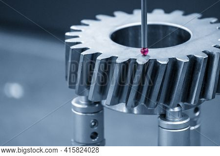 The  Cmm Machine Checking The Dimension  The Bevel Gear Part . The Quality Control Of Mechanical Par