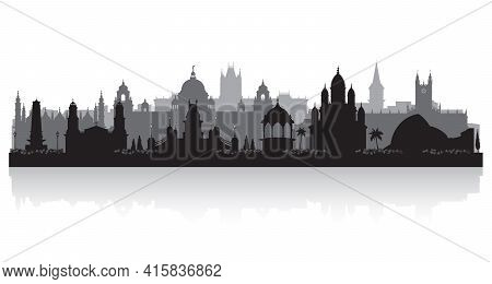 Kolkata India City Skyline Silhouette