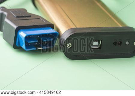 Car Diagnostic Error Scanner Obd2 Plug. Equipment, Diagnostic Interface. Service, Repair, Maintenanc