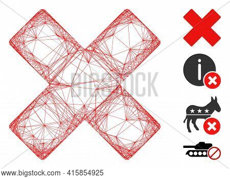 Vector Network Delete X-cross. Geometric Hatched Frame 2d Network Generated With Delete X-cross Icon