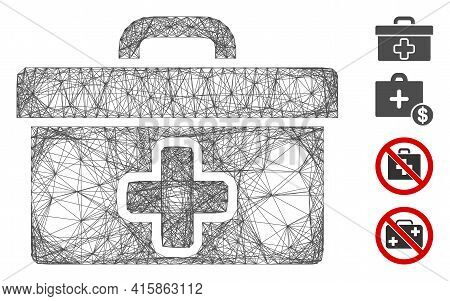 Vector Wire Frame Medical Tools Box. Geometric Linear Frame 2d Net Made From Medical Tools Box Icon,