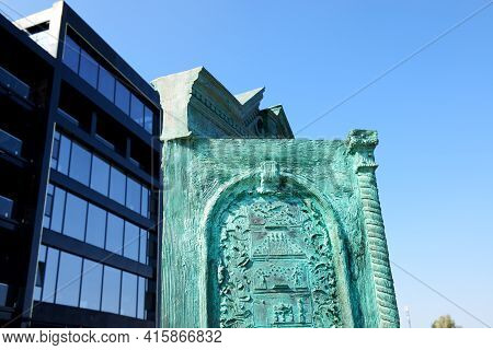 The House Of The Sun Art Object. It Is Located On The Lanzheron Beach, Odesa, Ukraine.