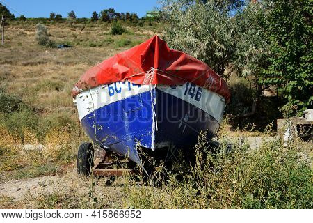 Odesa, Ukraine - September 25: The Fishing Motor Boat Is Near Seaside On September 25, 2020 In Odesa