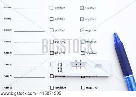 Filling Coronavirus Test Form. Covid-19 Test. Positive Outcome Infected, Medical Test Form For New C