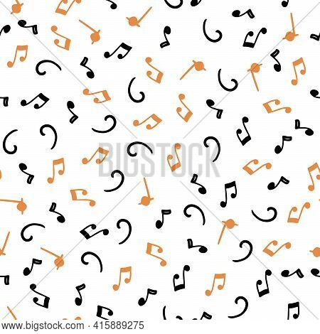 Hand Drawn Seamless Pattern Of Musical Notes. Flat Sketch Style. Isolated Vector Illustration For Fo