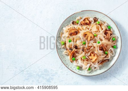 Konjac Pasta With Vegetables, Shot From Above