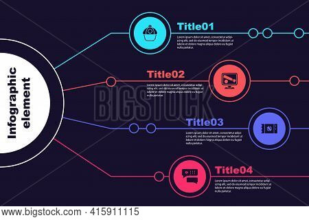 Set Baseball Cap, Monitor With Baseball Game, Ticket And Speech Bubble Chat. Business Infographic Te
