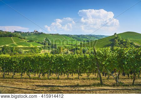 Langhe Vineyards Panorama, Serralunga D Alba, Unesco Site, Piedmont, Northern Italy Europe.