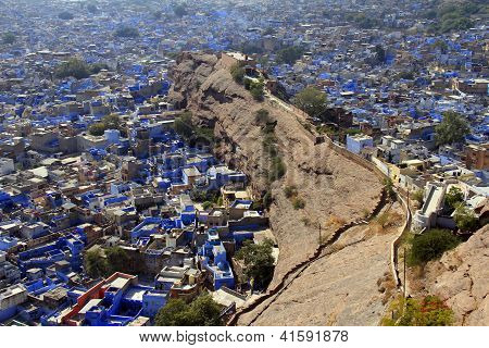 Viaggio India: Vista generale delle case blu Jodhpur dal forte