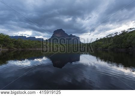 Sunset On The Auyantepui Mountain In The Canaima National Park