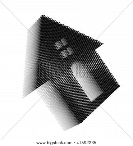 Black Pixel Icon-like Image Of House With Roundish Door And Window