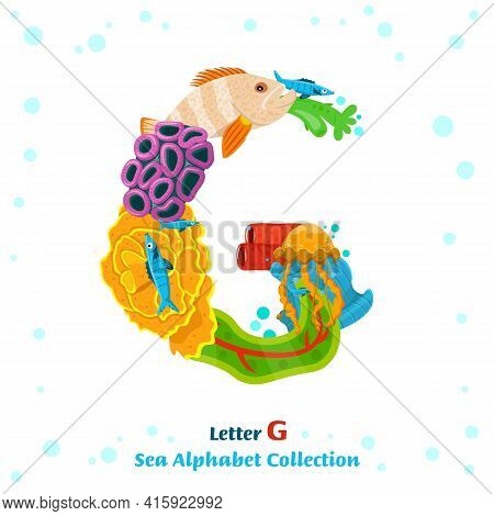 Unique Character Made From Fish, Seaweed, Corals, Sea Inhabitants