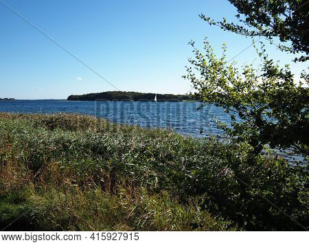Typical Beautiful Natural Danish Coastline Beach Landscape In The Summer Fyn Funen Denmark