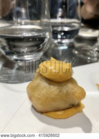 Amouse Bouche Served At Michelin Restaurant In Seville
