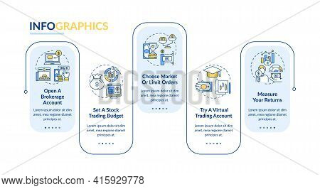 Trading Steps Vector Infographic Template. Budget, Virtual Trade, Returns Presentation Design Elemen