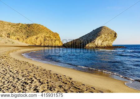 Monsul Beach. Coastal Landscape, Cabo De Gata Nijar Natural Park, Province Almeria, Andalusia, Spain