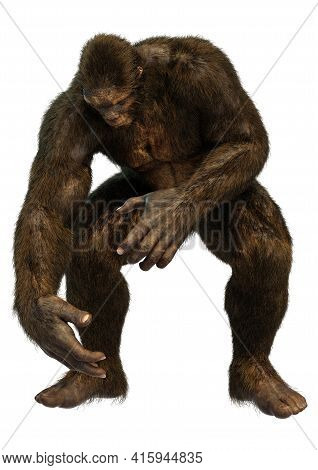 3D Rendering Sasquatch On White