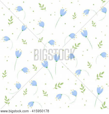 Seamless Blu Floral Pattern. Romantic Summer Background