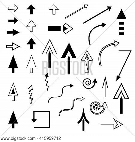 Set Of Black Vector Arrows Different Forms