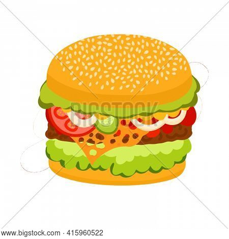 A Vivid Illustration Of A Delicious Burger