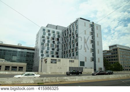 New York-june 15,2018:big Office Buliding In New York Near Highway At Usa
