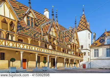 Hospices De Beaune Or Hotel-dieu De Beaune Is A Former Charitable Almshouse In Beaune, France. Court