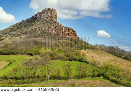 Rock Of Solutre (french: Roche De Solutre), Is A Limestone Slope 8 Km West Of Macon, France