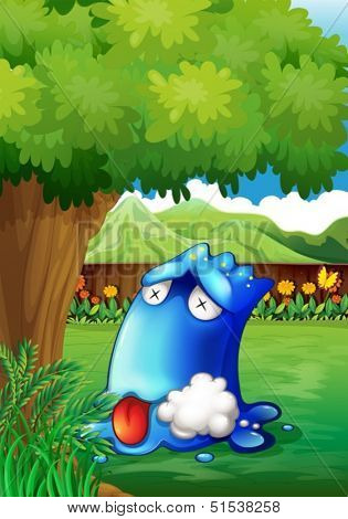 Illustration of a poisoned monster under the tree