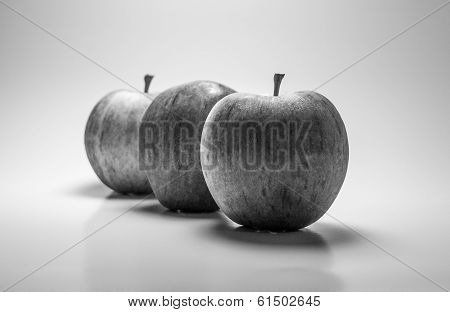 Three Apples in Black and White
