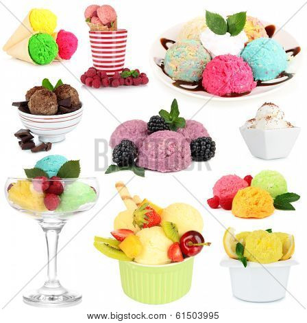 Collage of different sorts ice-cream